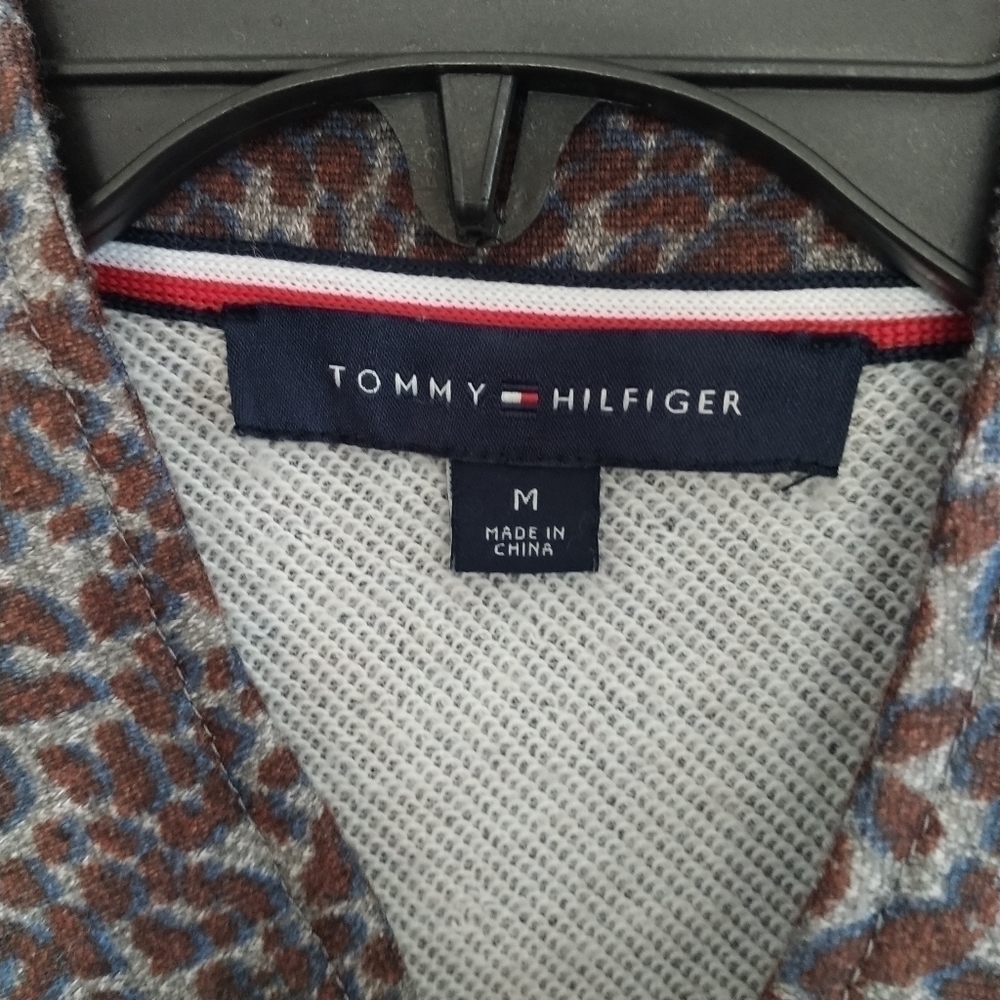 Tommy Hilfiger Animal Print Military Style Open Front Jacket Blazer M - Picture 8 of 11